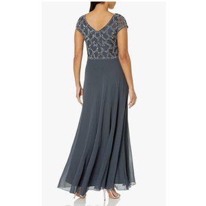 J Kara | Dresses | J Kara Womens Short Sleeve Geo Long Beaded Gown Grey ...